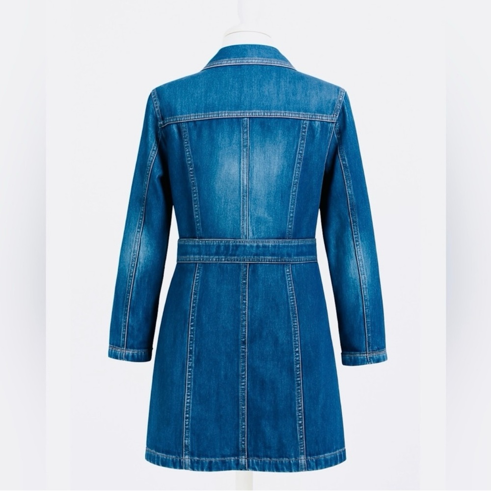 Halogen. Y2K. Long Faded Denim Jacket. Womens L. Free-Spirit. Vintage inspired. - Picture 3 of 4